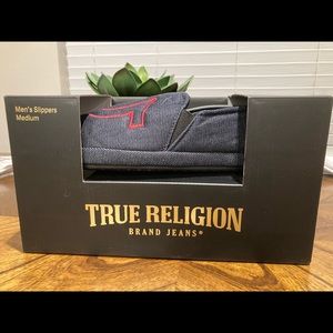 True Religion Mens Slippers Shoes Denim Horseshoe